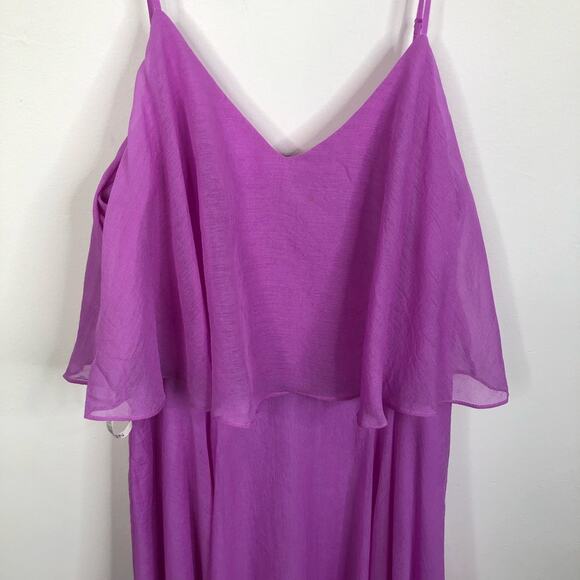 NEW Halston Heritage Sleeveless Flounce Bodice Long Formal Dress in Tulip Sz 10 - Picture 4 of 10